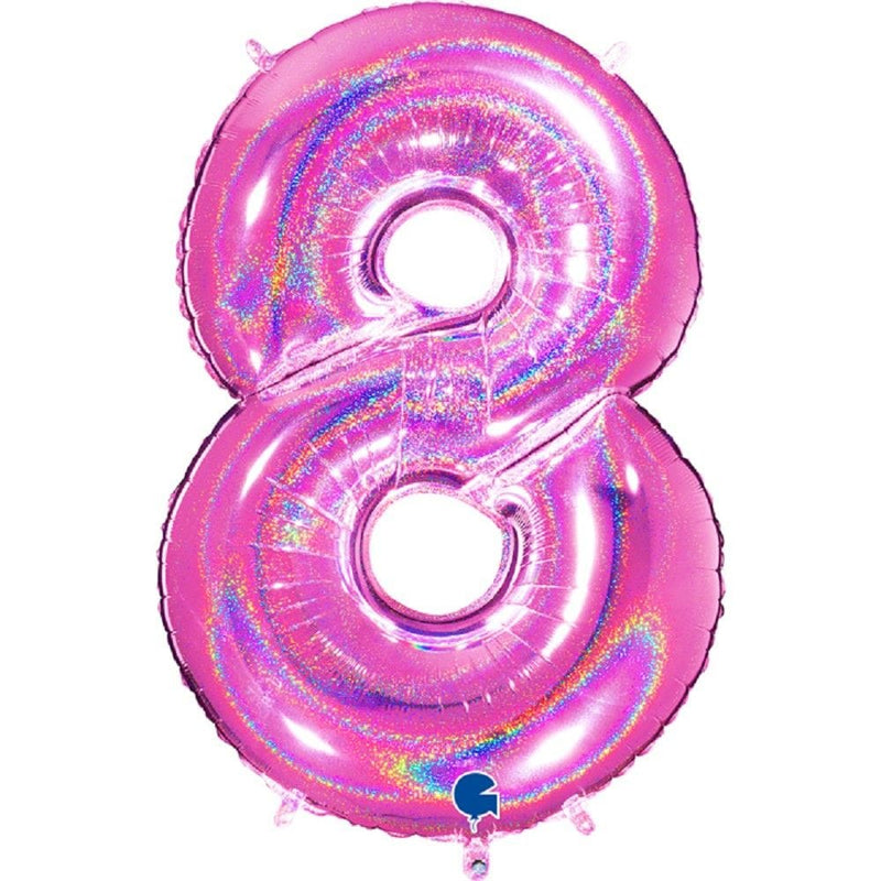 Zahlenballon 8 XXL  - Glitter Holographic Fuxia | Boutique Ballooons