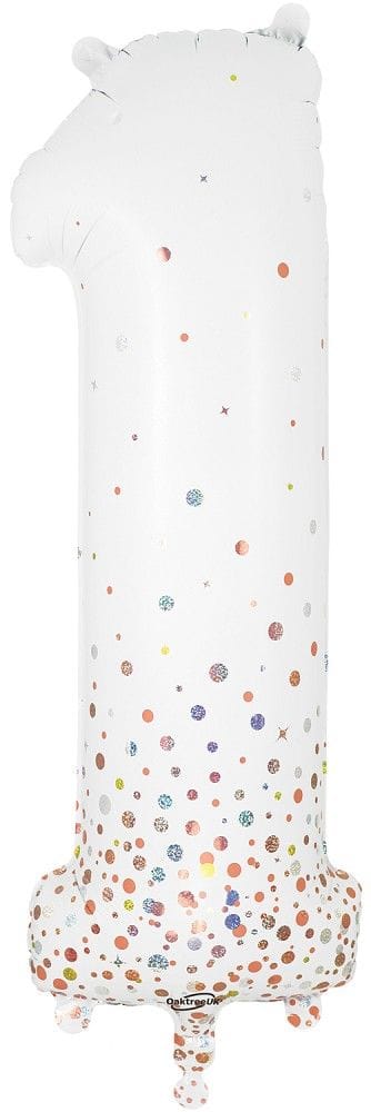 Zahlenballon 1 XXL  - Sparkling Fizz Holographic White