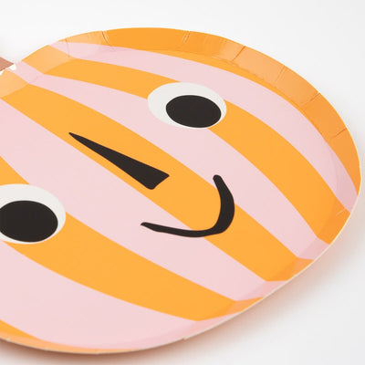 Pink & Orange Stripy Pumpkin Plates (x 8)