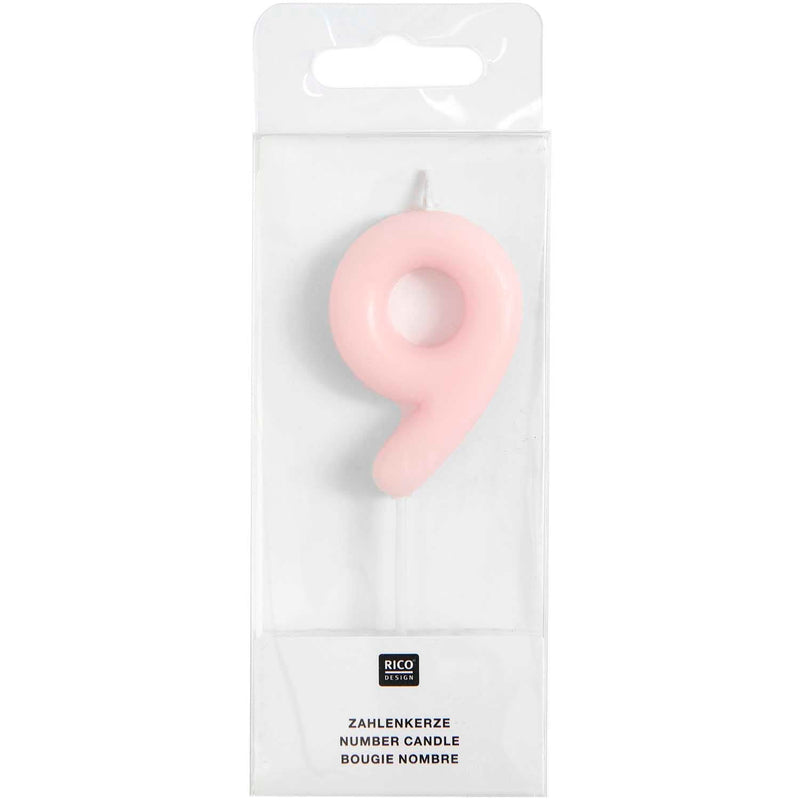 ZAHLENKERZE 9 ROSA 10,5CM | Boutique Ballooons