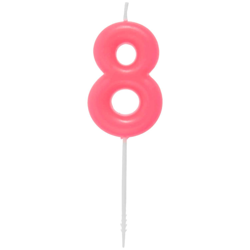 ZAHLENKERZE 8 NEON PINK 10,5CM | Boutique Ballooons