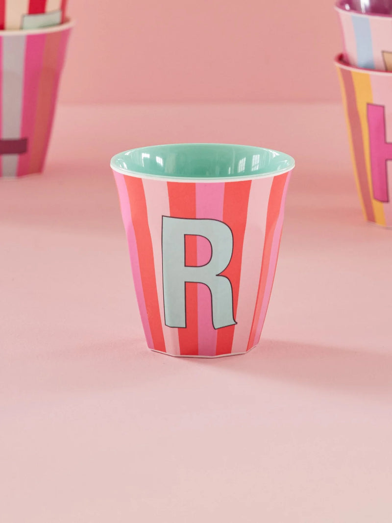 Mittelgroße Becher - Pink - R - Stripes