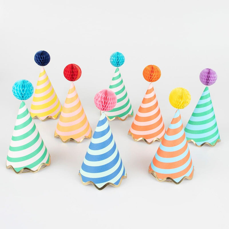 Stripe Party Hats (x 8)