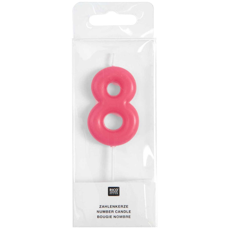 ZAHLENKERZE 8 NEON PINK 10,5CM | Boutique Ballooons