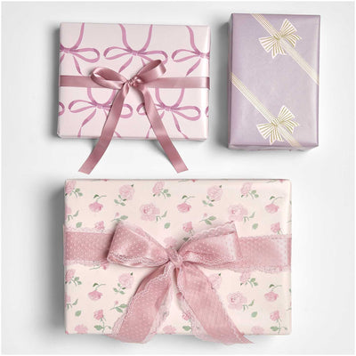 Geschenkpapier Schleifen, Streifen, Rosa, FSC MIX