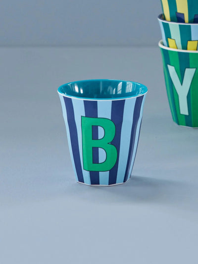 Mittelgroße Becher - Blau - B - Stripes | Boutique Ballooons