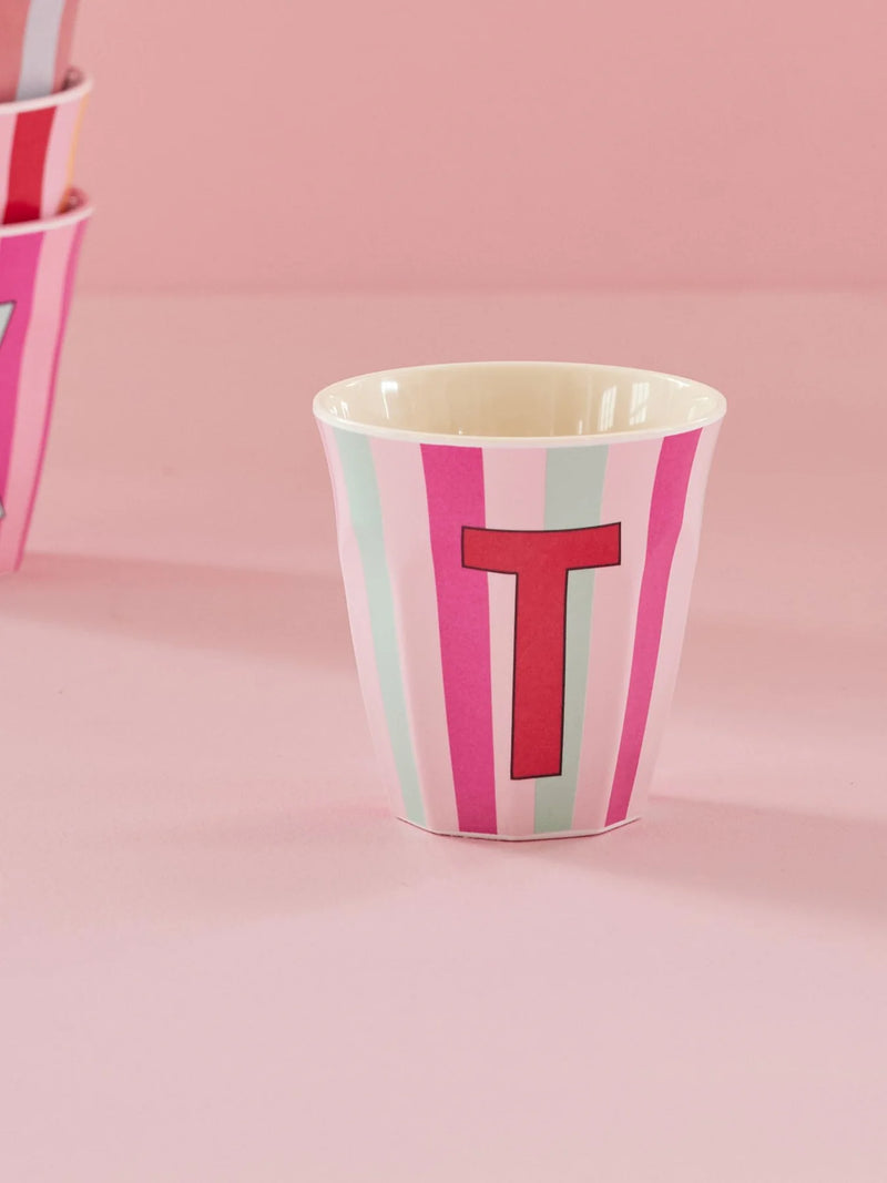 Mittelgroße Becher - Pink - T - Stripes