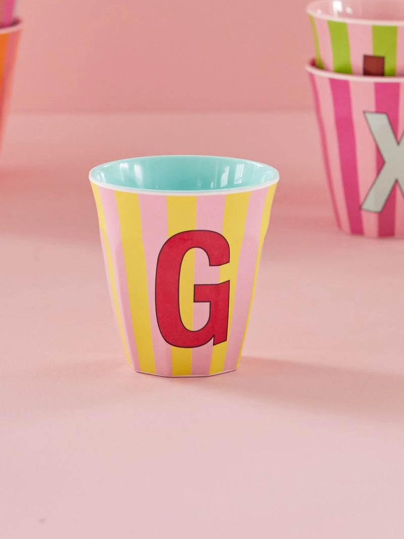 Mittelgroße Becher - Pink - G - Stripes