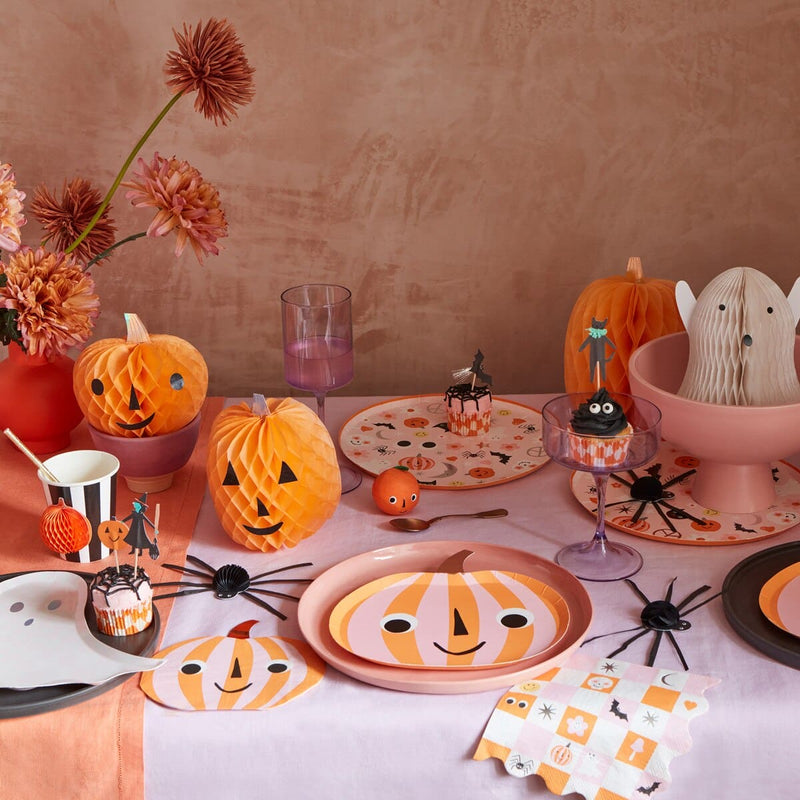 Pink & Orange Stripy Pumpkin Napkins (x 16)