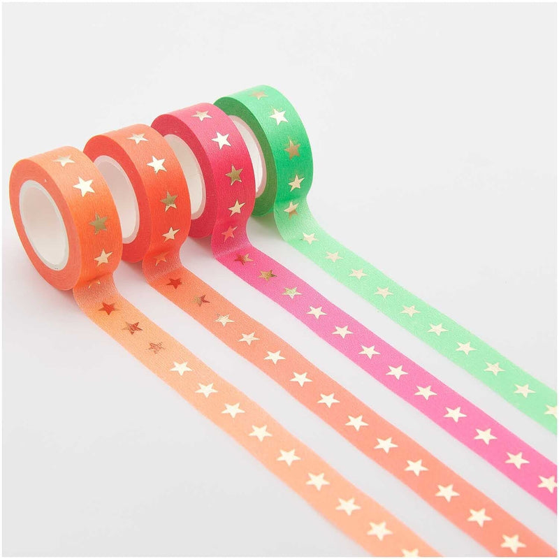 PAPER POETRY TAPE SET STERNE NEON 4TEILIG