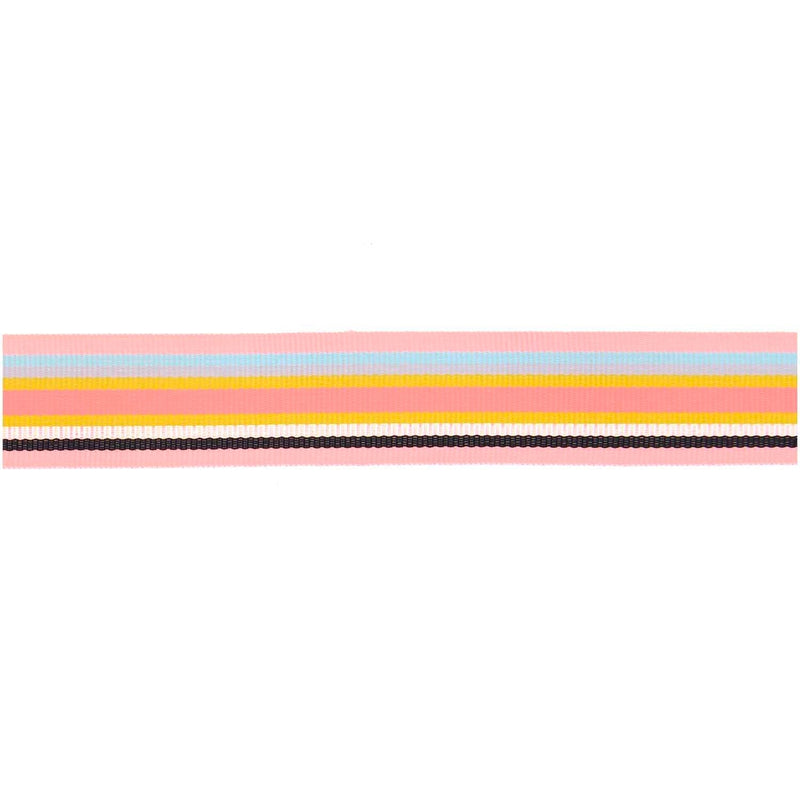 Webband Multi Streifen, Rosa/Schwarz/Iri/Grau/Gelb/Blau, 25 mm x 3 m | Boutique Ballooons