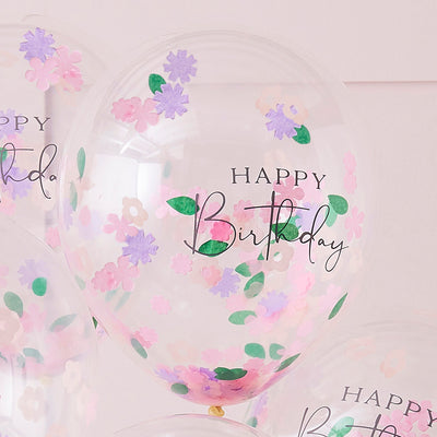 5 Balloons - Confetti - Happy Birthday