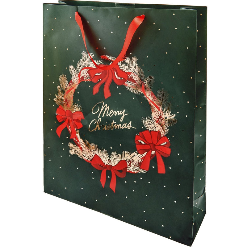 GESCHENKTÜTE MIT SCHLEIFEN KRANZ XL 33X45X10CM, 230G/M²