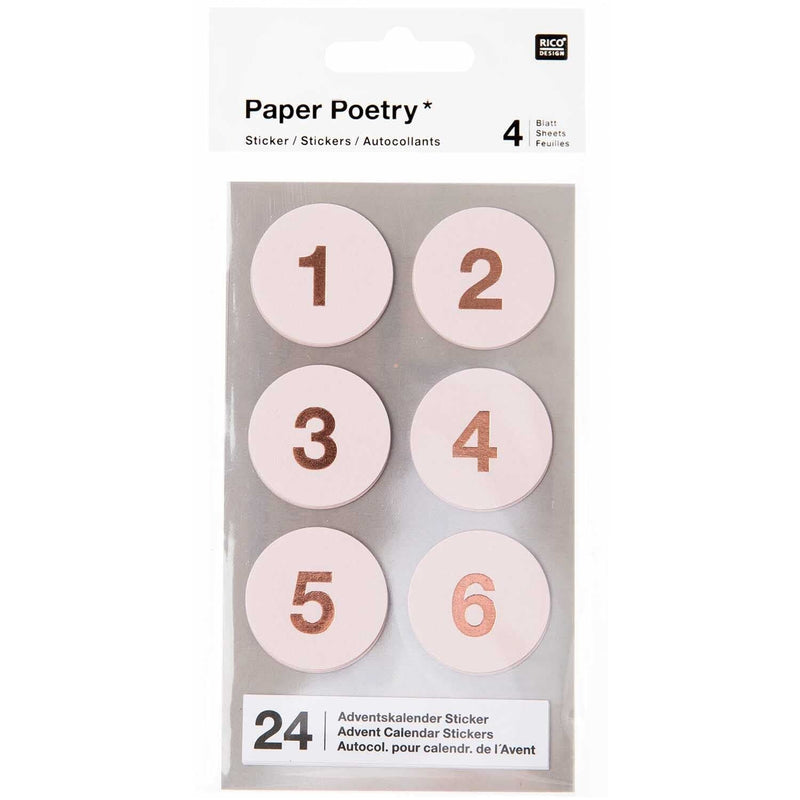 PAPER POETRY ADVENTSKALENDER STICKER ZAHLEN 1-24