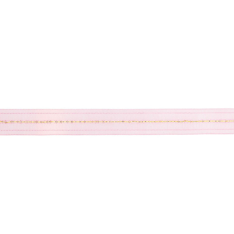 ORGANZABAND GROB PINK/GOLD 16MMX3M