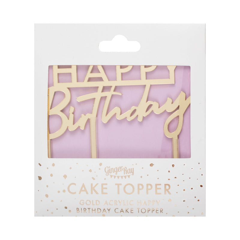 Gold Acrylic Happy Birthday Cake Topper