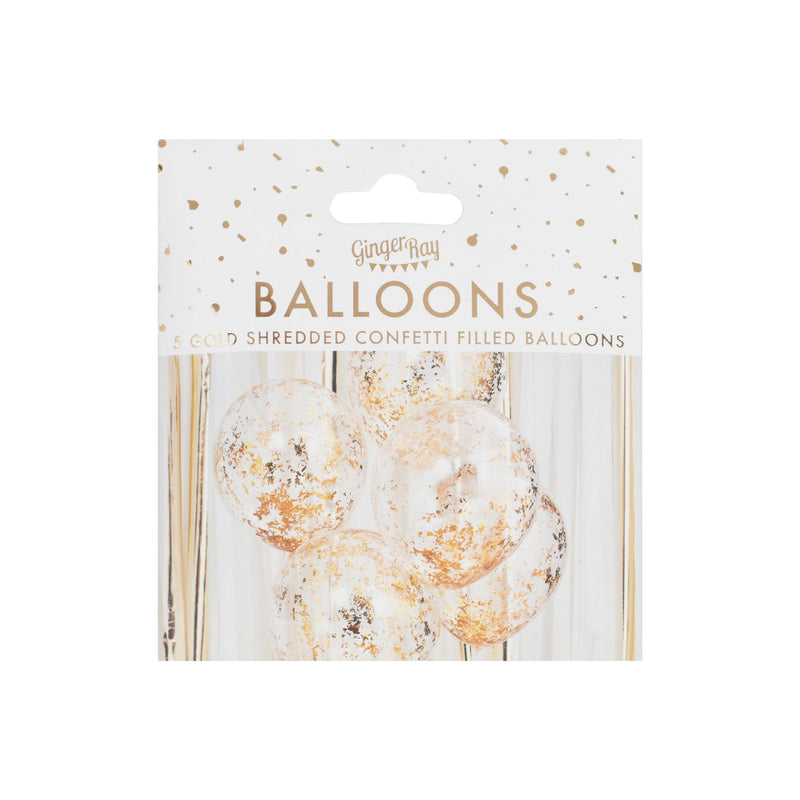 5 Gold Foil Confetti Filed Balloons