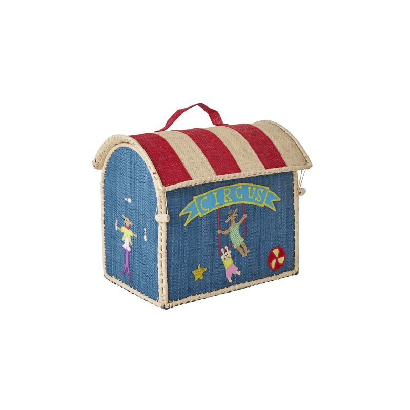 Extra klein Raffia Aufbewahrungshaus - Blau - Circus Theme | Boutique Ballooons