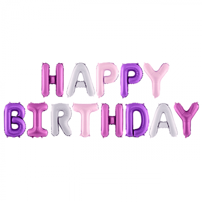 Happy Birthday Schriftzug - Rosa, Pink, Lila Mix | Boutique Ballooons