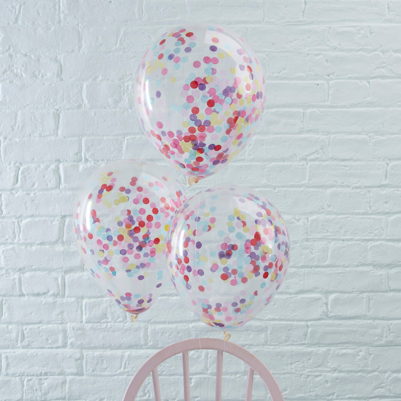 5 Balloons - Multi Colour Confetti