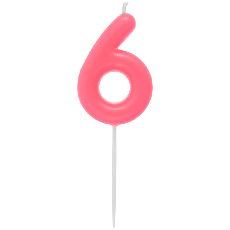 ZAHLENKERZE 6 NEON PINK 10,5CM | Boutique Ballooons