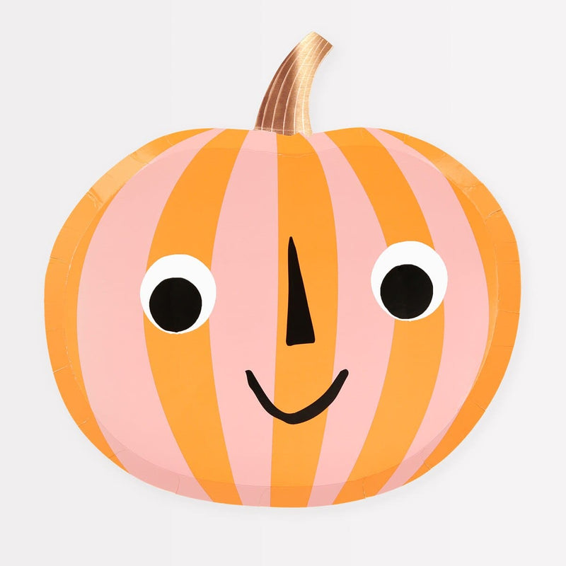 Pink & Orange Stripy Pumpkin Plates (x 8)