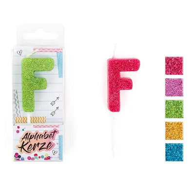 FESTIVAL FEELINGS ALPHABET KERZEN GLITZER F