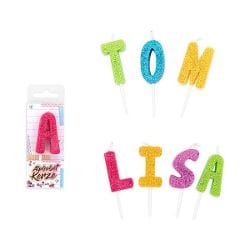 FESTIVAL FEELINGS ALPHABET KERZEN GLITZER M | Boutique Ballooons