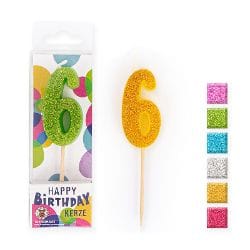 BIRTHDAY FUN ZAHLENKERZEN GLITTER MINI 6 | Boutique Ballooons