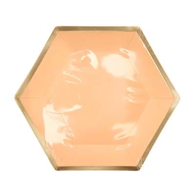 YEY! Let's Party Pappteller Sechseck apricot-gold 16x13,5cm 10 Stück