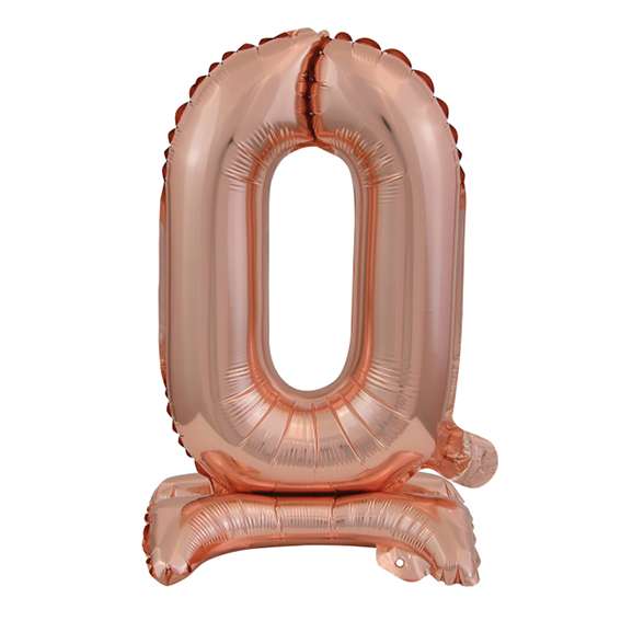 Ballon XS mit Standfuß - Zahl 0 - Rosegold | Boutique Ballooons