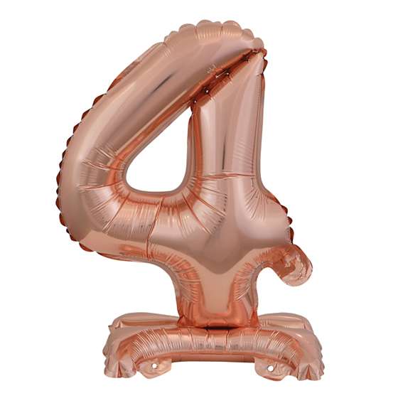 Ballon XS mit Standfuß - Zahl 4 - Rosegold