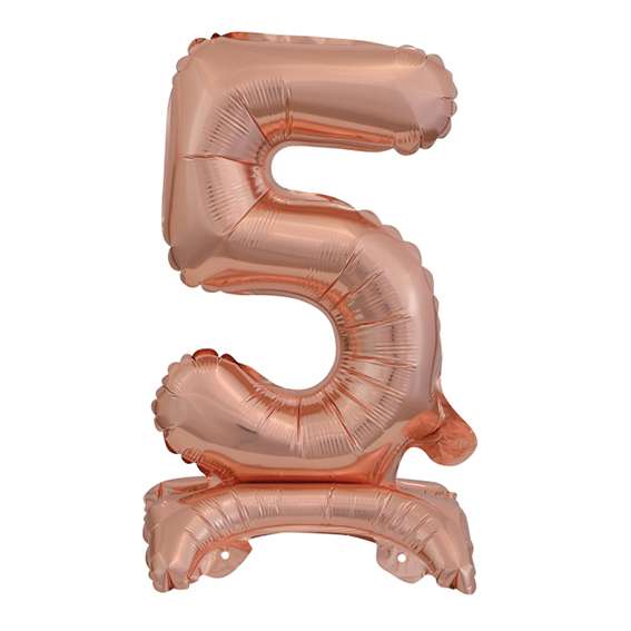 Ballon XS mit Standfuß - Zahl 5 - Rosegold | Boutique Ballooons