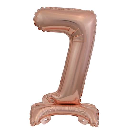 Ballon XS mit Standfuß - Zahl 7 - Rosegold