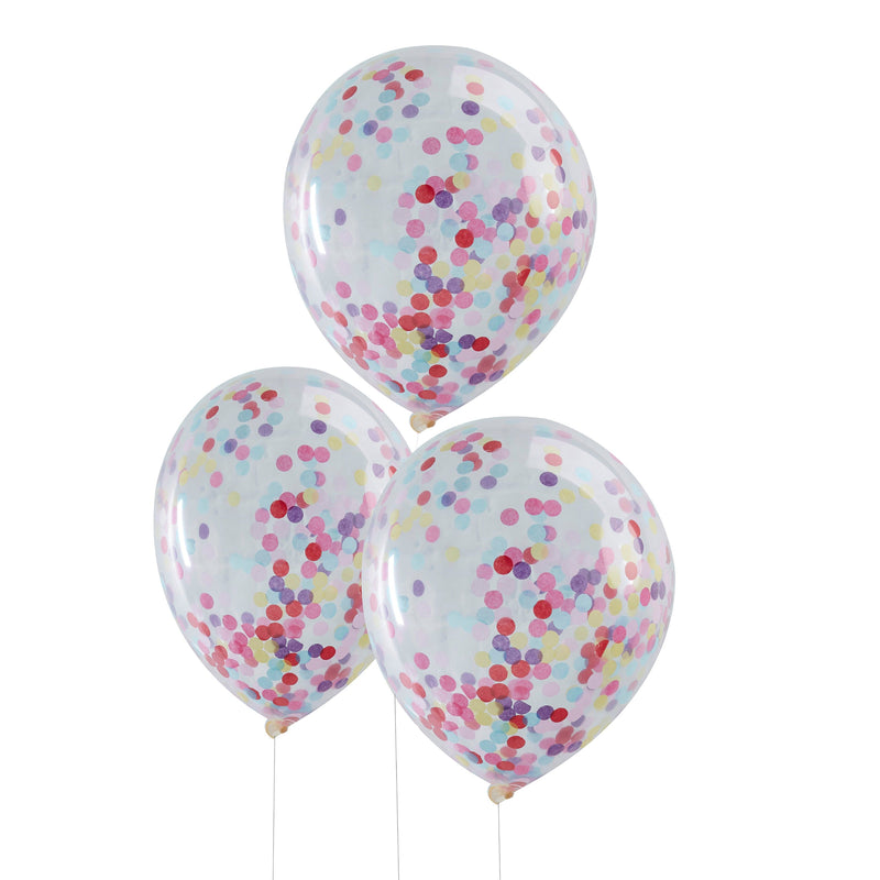 5 Balloons - Multi Colour Confetti