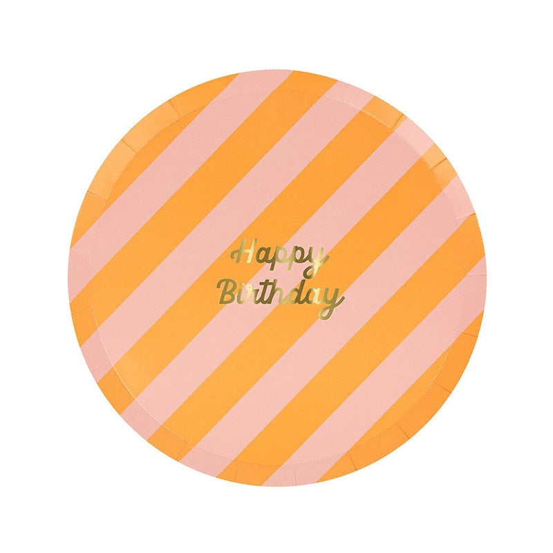 Stripe Happy Birthday Side Plates (x 8)