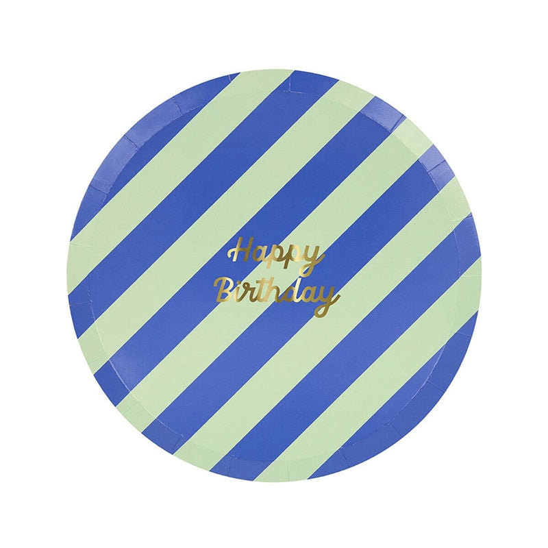 Stripe Happy Birthday Side Plates (x 8)