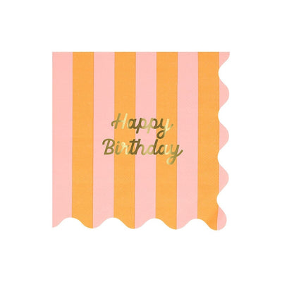 Stripe Happy Birthday Large Napkins (x 16)