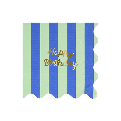 Stripe Happy Birthday Large Napkins (x 16)