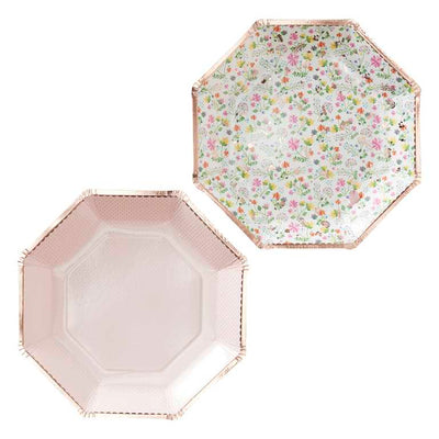 Rose Gold Foiled Paper Floral Plates