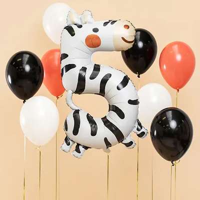 Zahlenballon 5 XXL  - Zebra | Boutique Ballooons