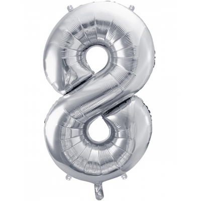 Zahlenballon 8 XXL  - Silber | Boutique Ballooons