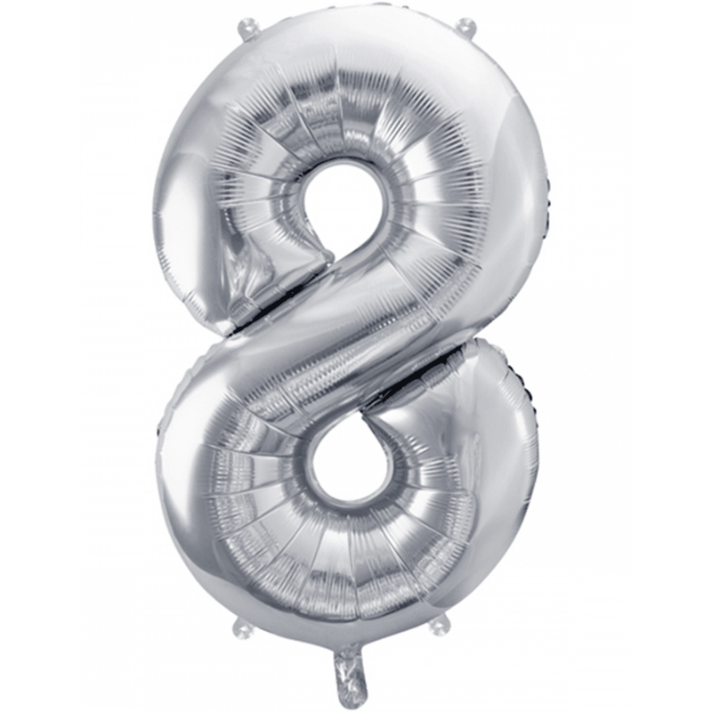 Zahlenballon 8 XXL  - Silber | Boutique Ballooons