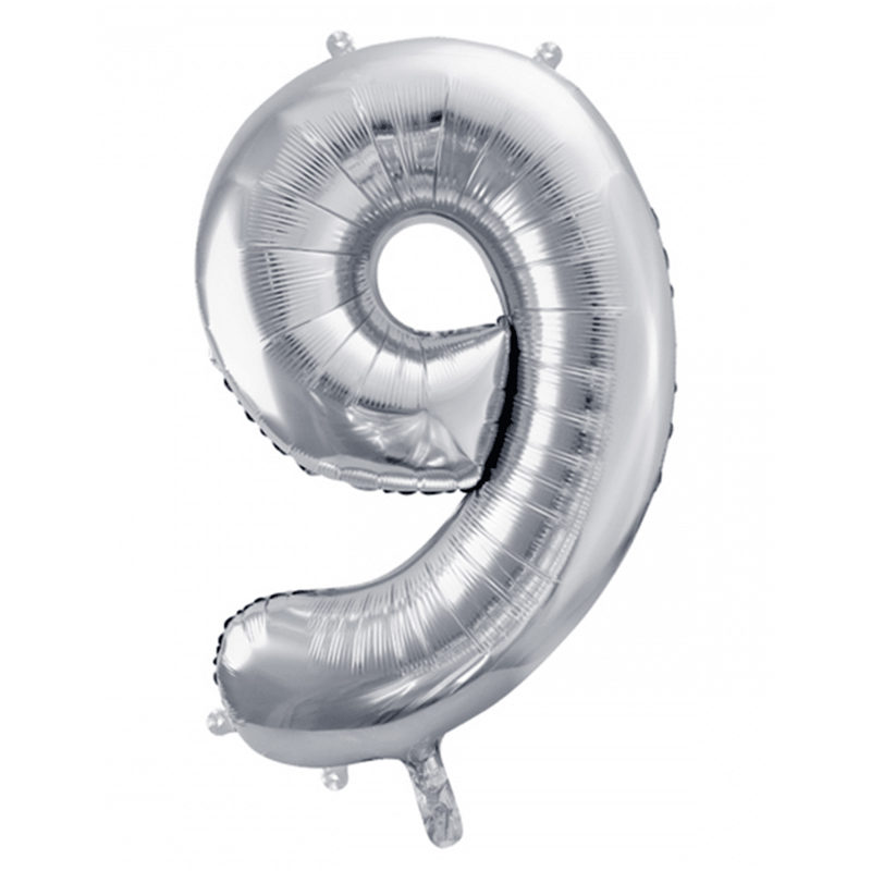 Zahlenballon 9 XXL  - Silber | Boutique Ballooons