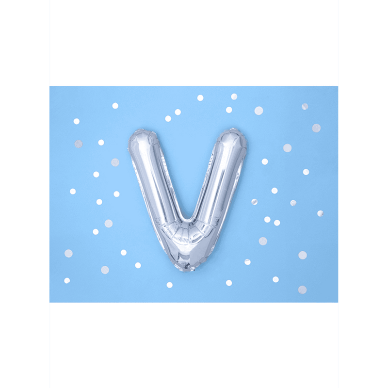 Buchstabenballon V XS - Silber | Boutique Ballooons