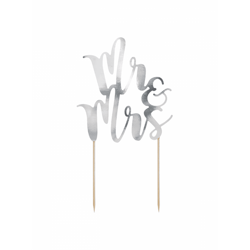 Cake Topper - Mr & Mrs - Silber