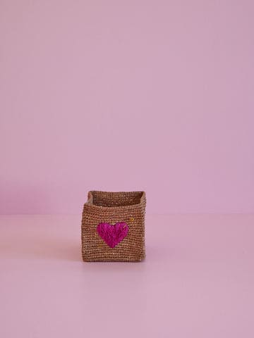 Small Square Raffia Basket - Tea - Red Heart Embroidery