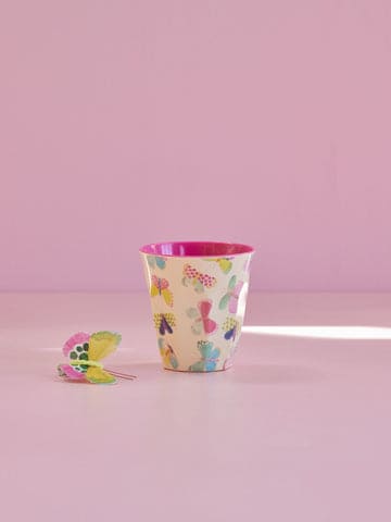 Medium Melamine Cup - Pink - Butterfly Print | Boutique Ballooons