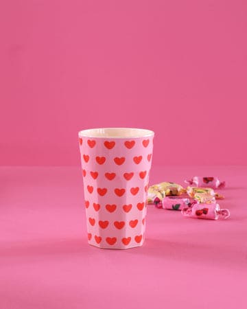 Tall Melamine Cup - Soft Pink - Sweet Hearts Print | Boutique Ballooons