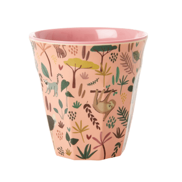 Medium Melamine Cup - Coral - Jungle Animals Print | Boutique Ballooons